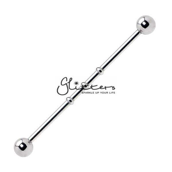 14GA 316L Surgical Steel Balls Notched Industrial Barbells