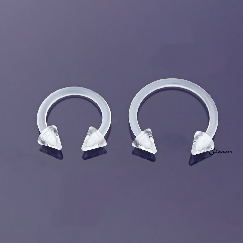 16 Gauge Clear Horseshoe Retainer with Clear Spikes