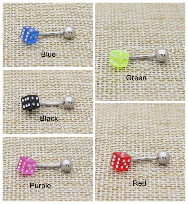 14 Gauge Acrylic Dice Belly Button Rings