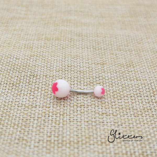 14 Gauge Acrylic Flower Balls Belly Button Ring - Hot Pink