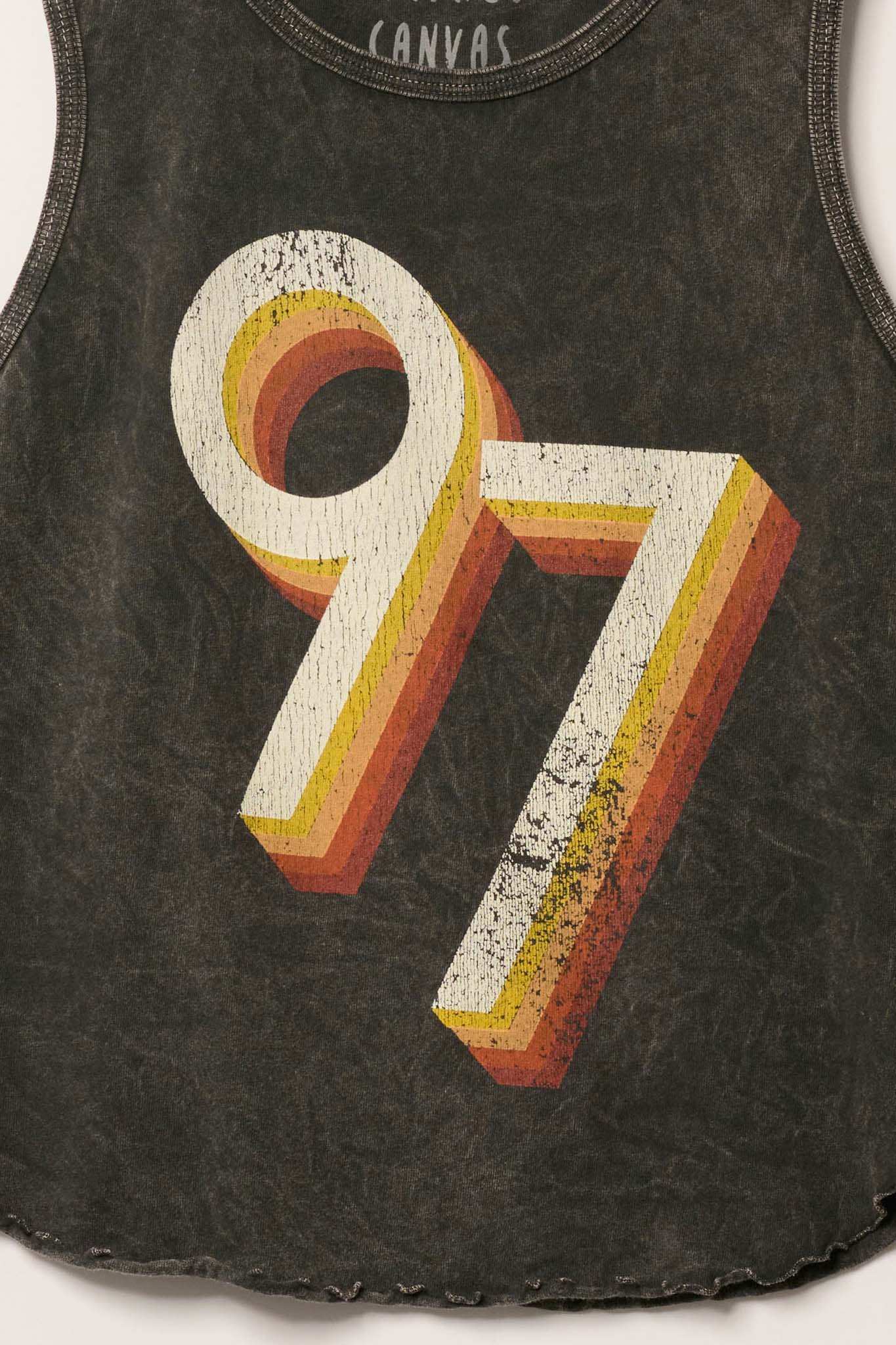 97 Vintage-Wash Lettuce-Edge Graphic Tank Top
