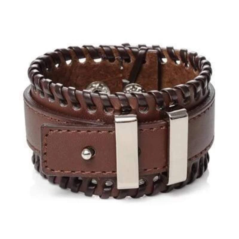 Brown Leather Buckle Bracelet
