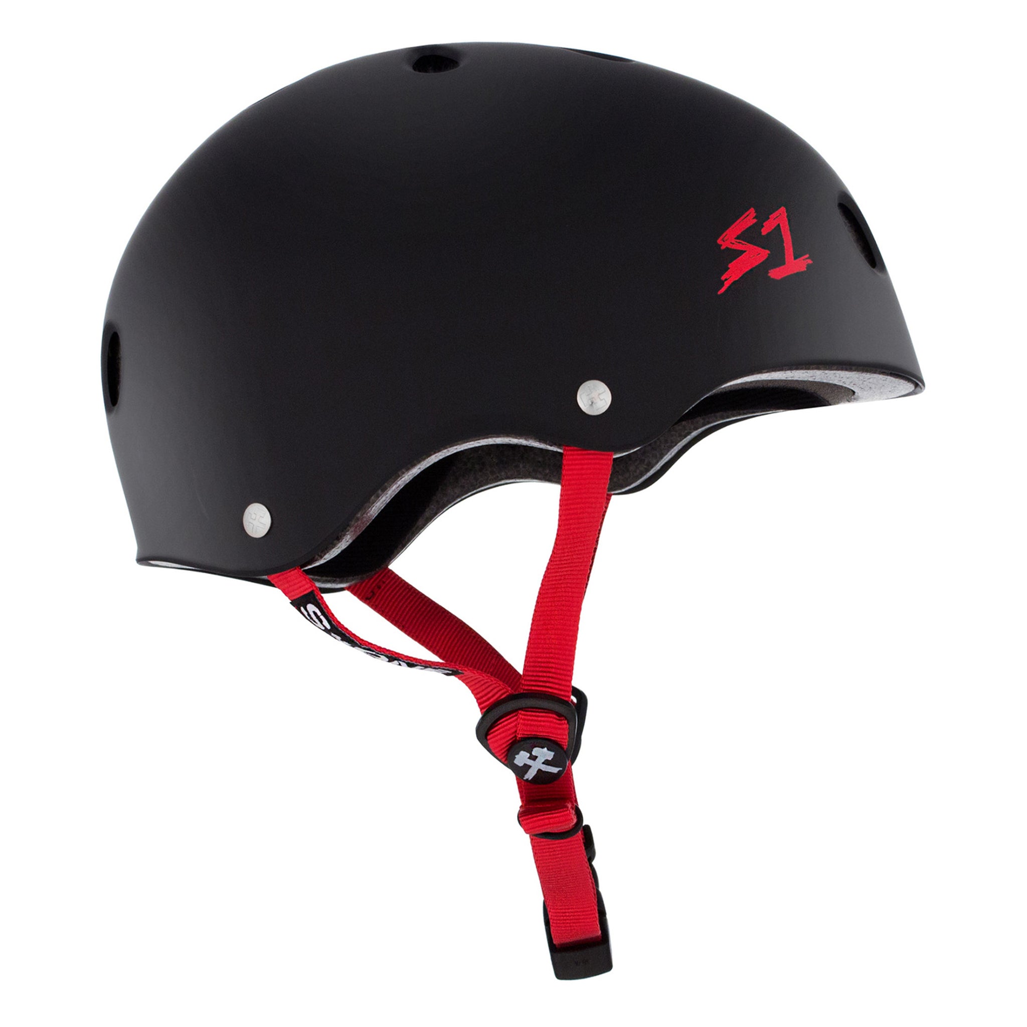 S1 Lifer Helmet - Black Matte W/ Red Straps