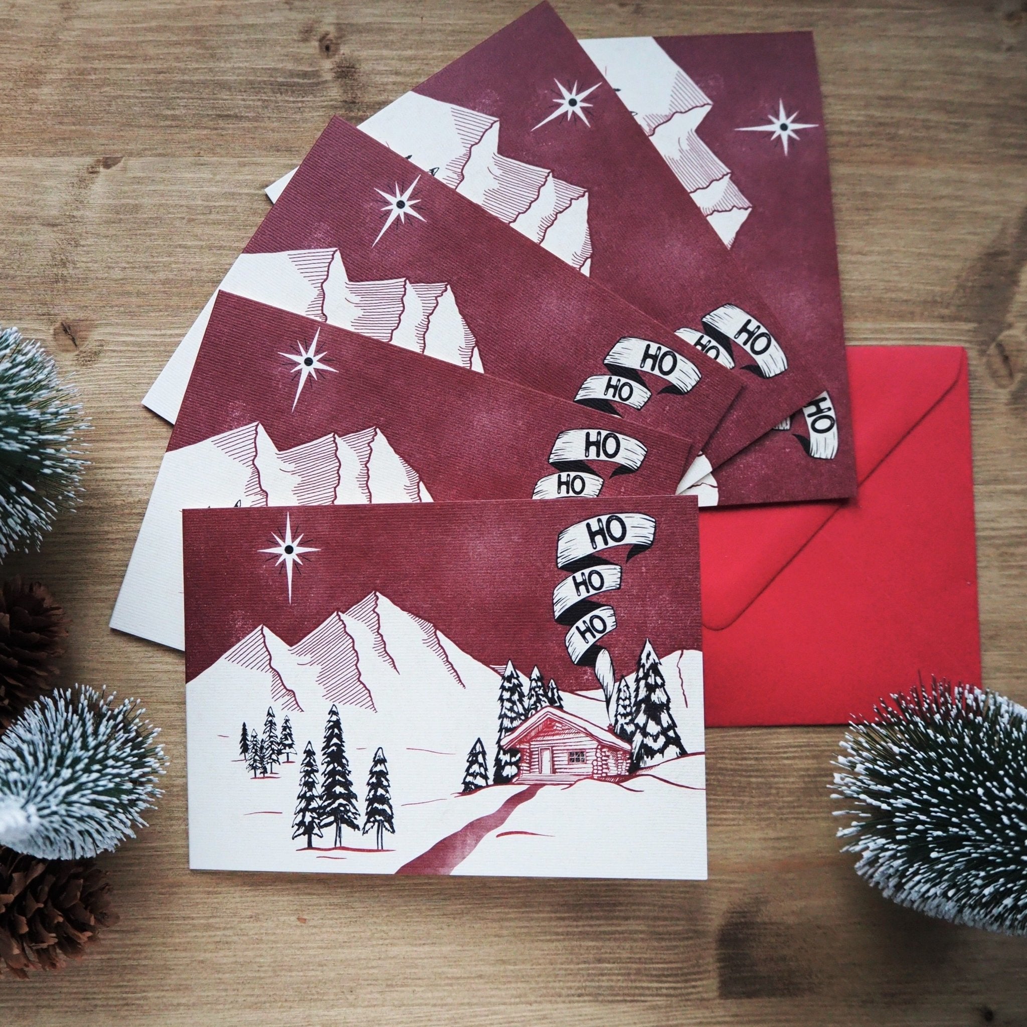 Bundle of 5 Ho Ho Ho Christmas Greeting Cards