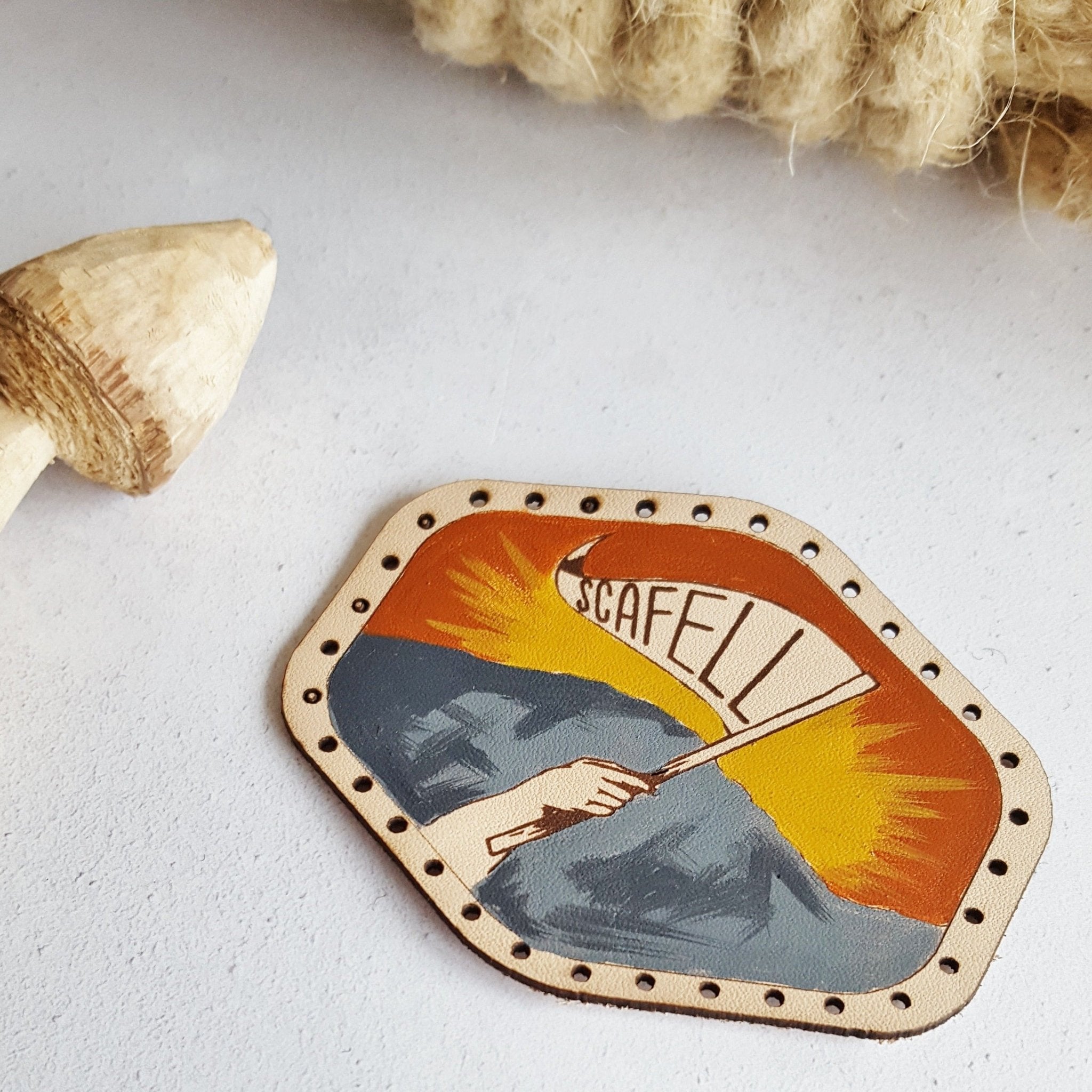 Custom Mountain Conqueror Leather Patch - Hand Painted