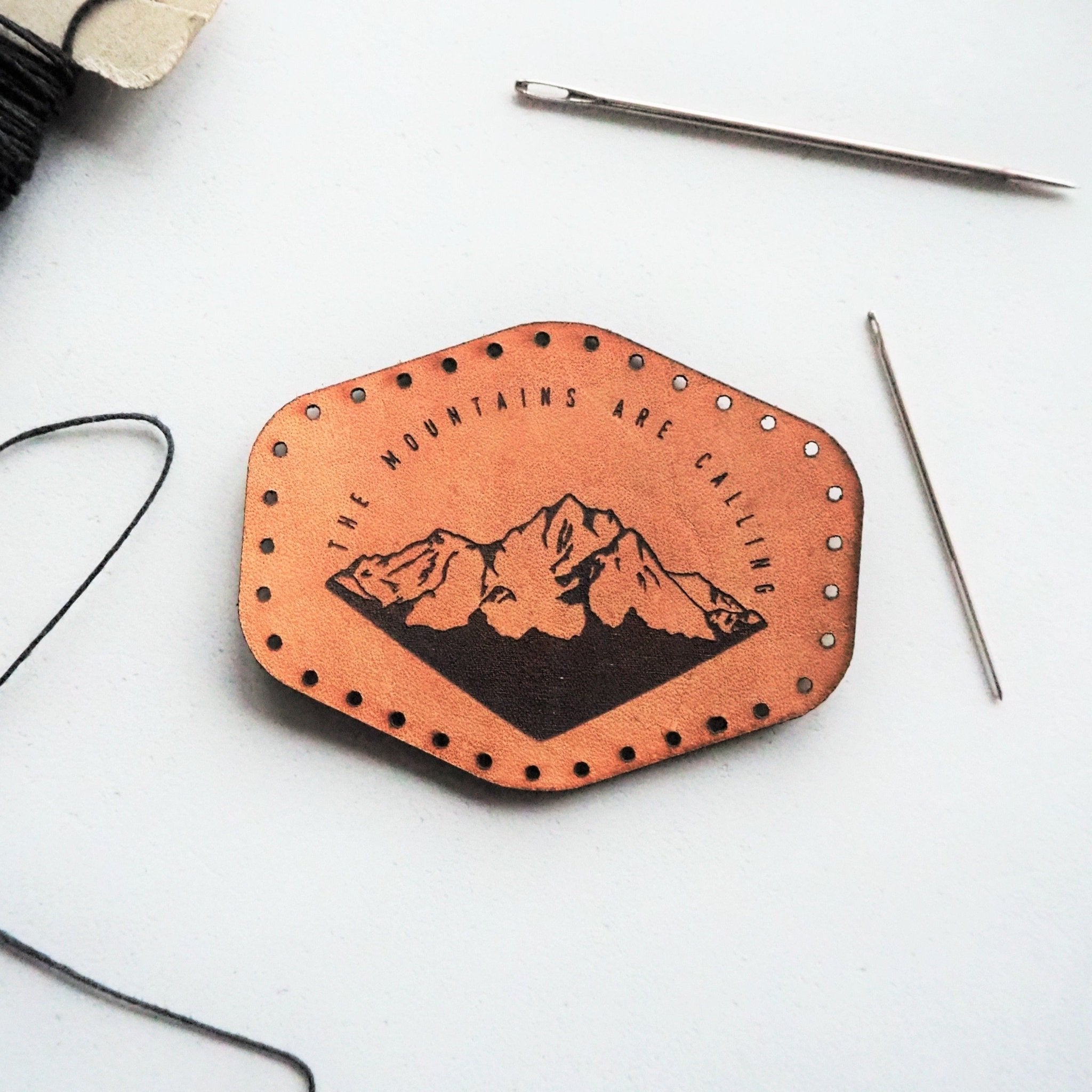 'The Mountains Are Calling' Leather Patch