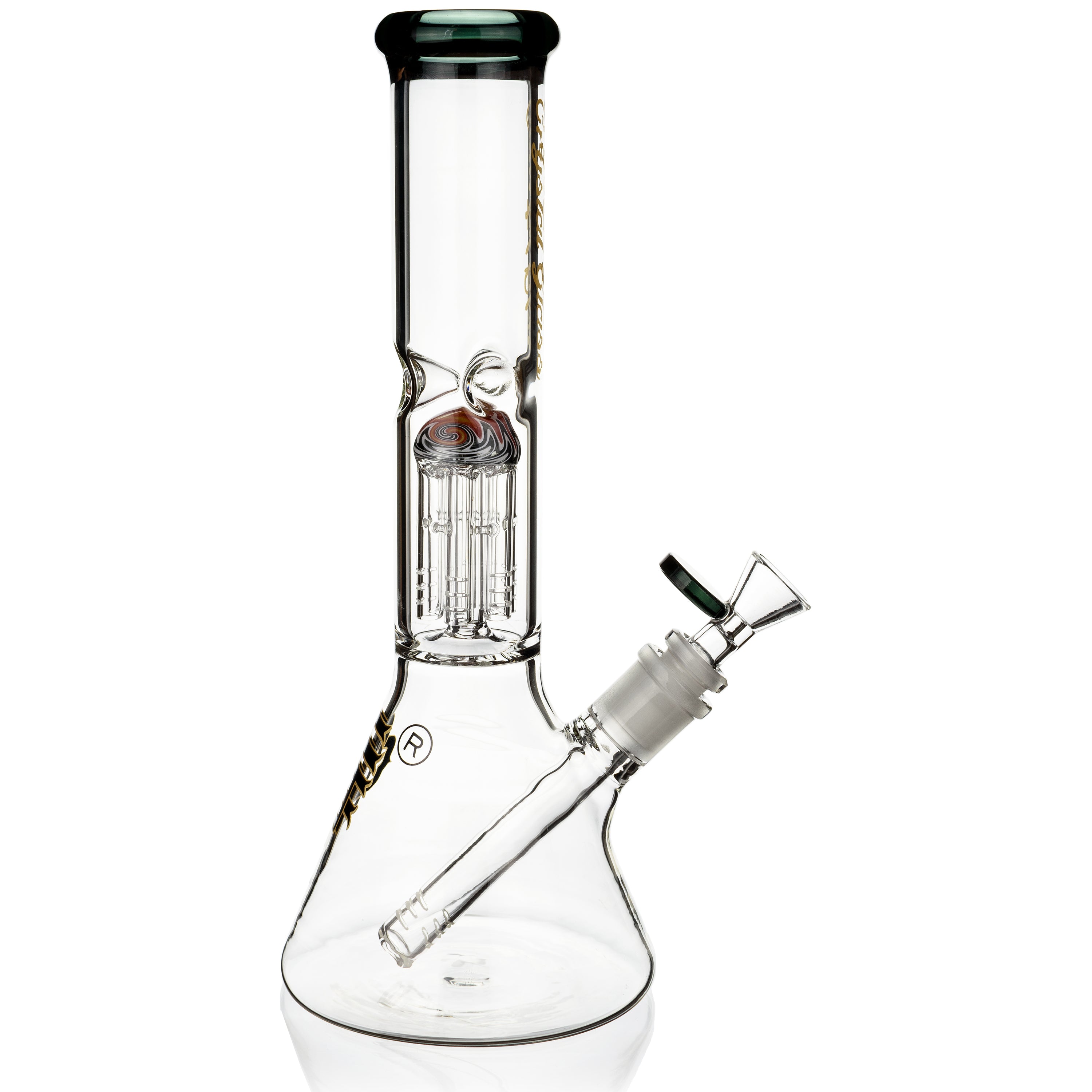 12" Beaker Bong w/ single tree reversal perc, by Crystal Glass