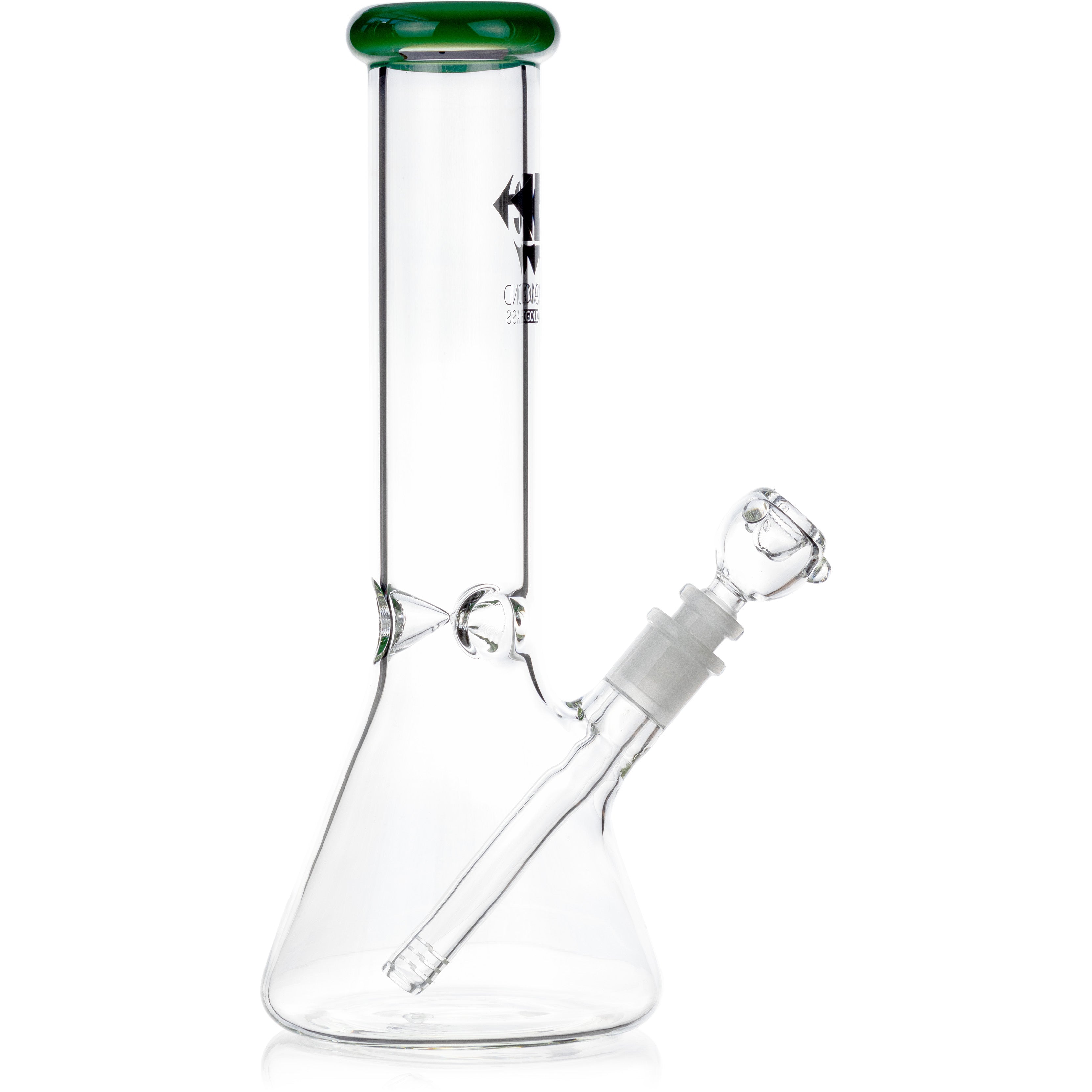 12" Classic Beaker Bong w/ Colored Lip w/ Ice Pinch, by Diamond Glass