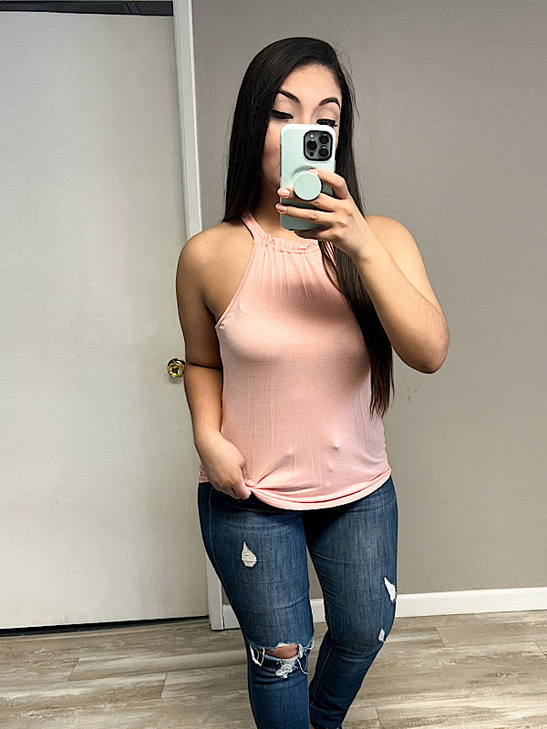 *New* Blush Halter neck tank