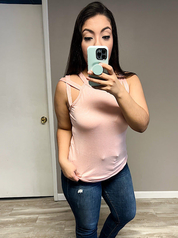*New* Blush Criss Cross Tank