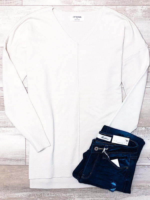 *New* Cream V neck Sweater