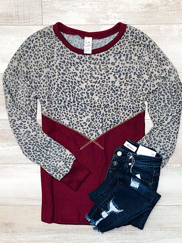 *New* Burgundy chevron top