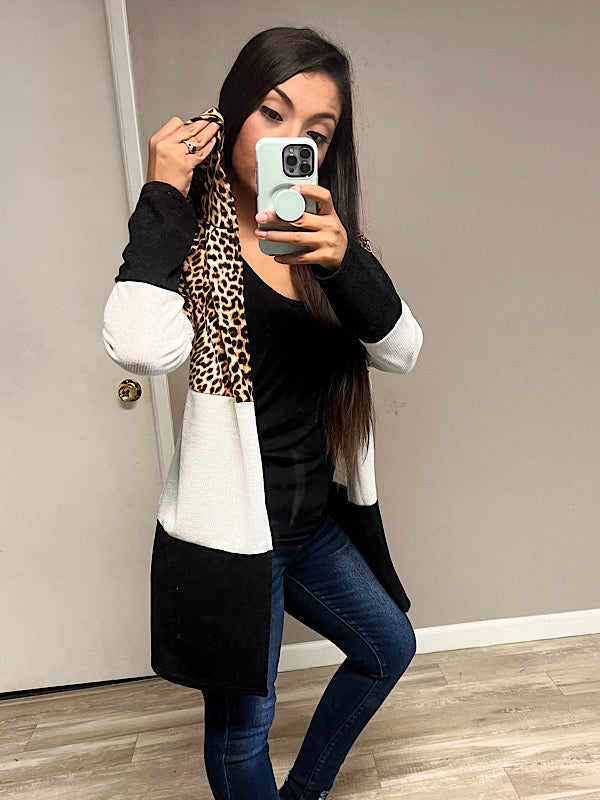 *New* Colorblock Hooded Cardigan