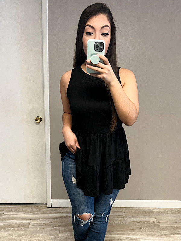 *New* Black Ruffle Tank
