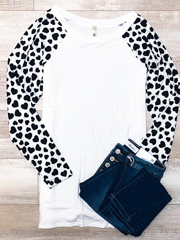 *New* Ivory black heart top
