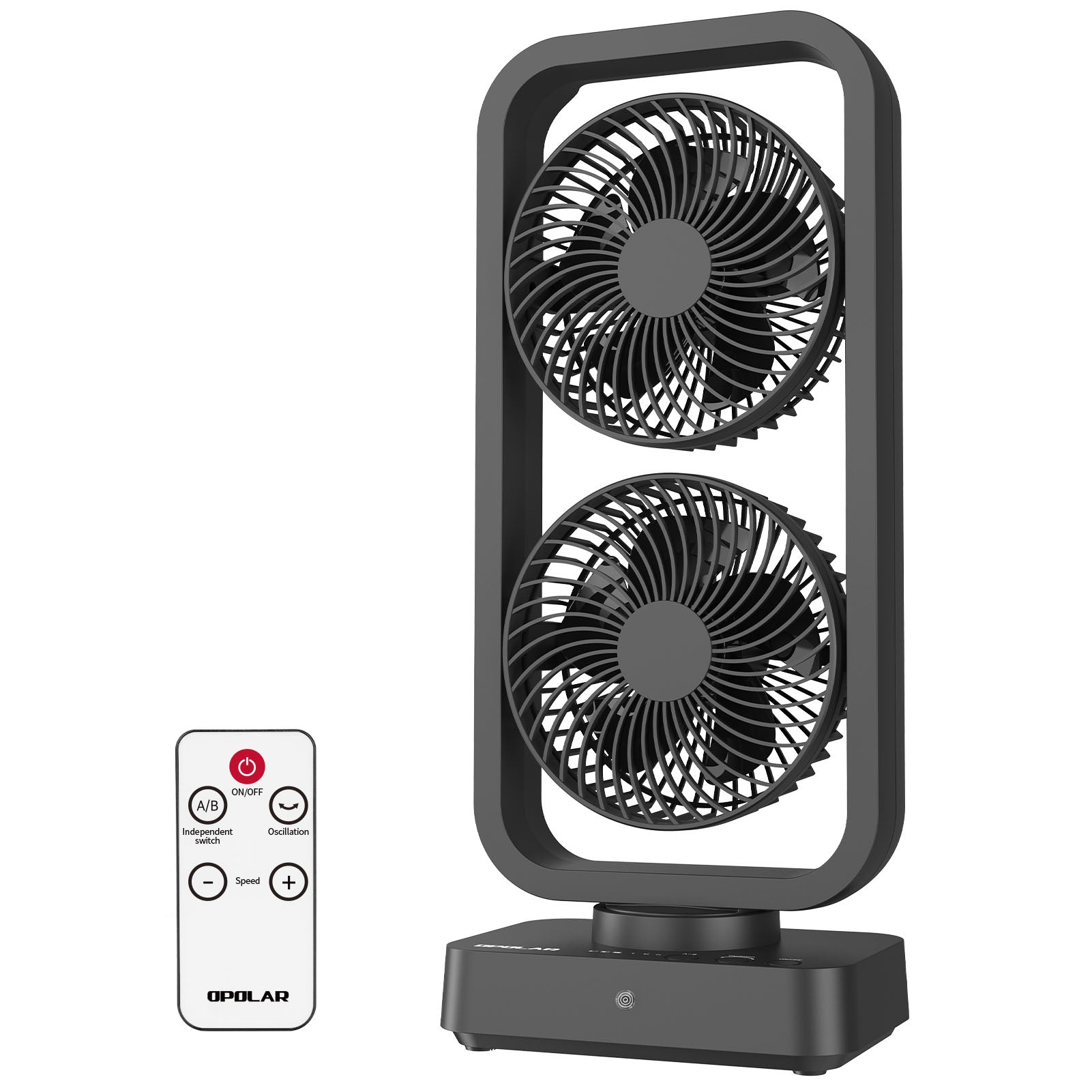OPOLAR Battery Operated Oscillating Tower Fan, 3 Speeds Dual Motor