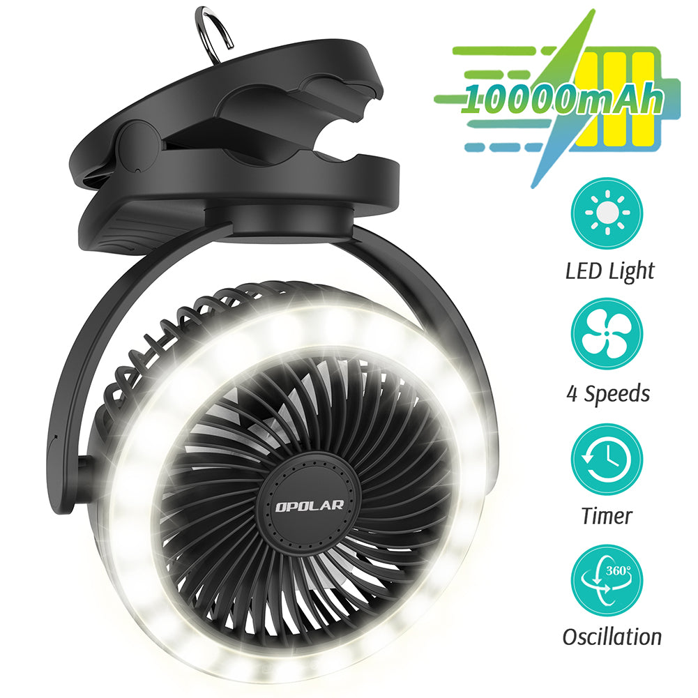OPOLAR Camping Lantern Clip On Fan | 10000mAh 6-Inch