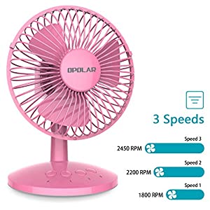 OPOLAR Oscillating Mini Fan, AA Battery Operated or USB Powered