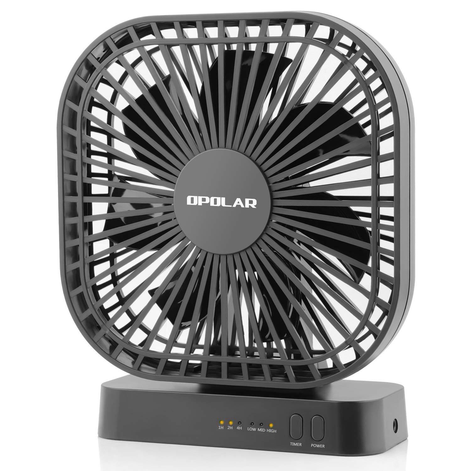 OPOLAR USB or AA Battery Operated Desk Fan with Timer Function | 8 inch