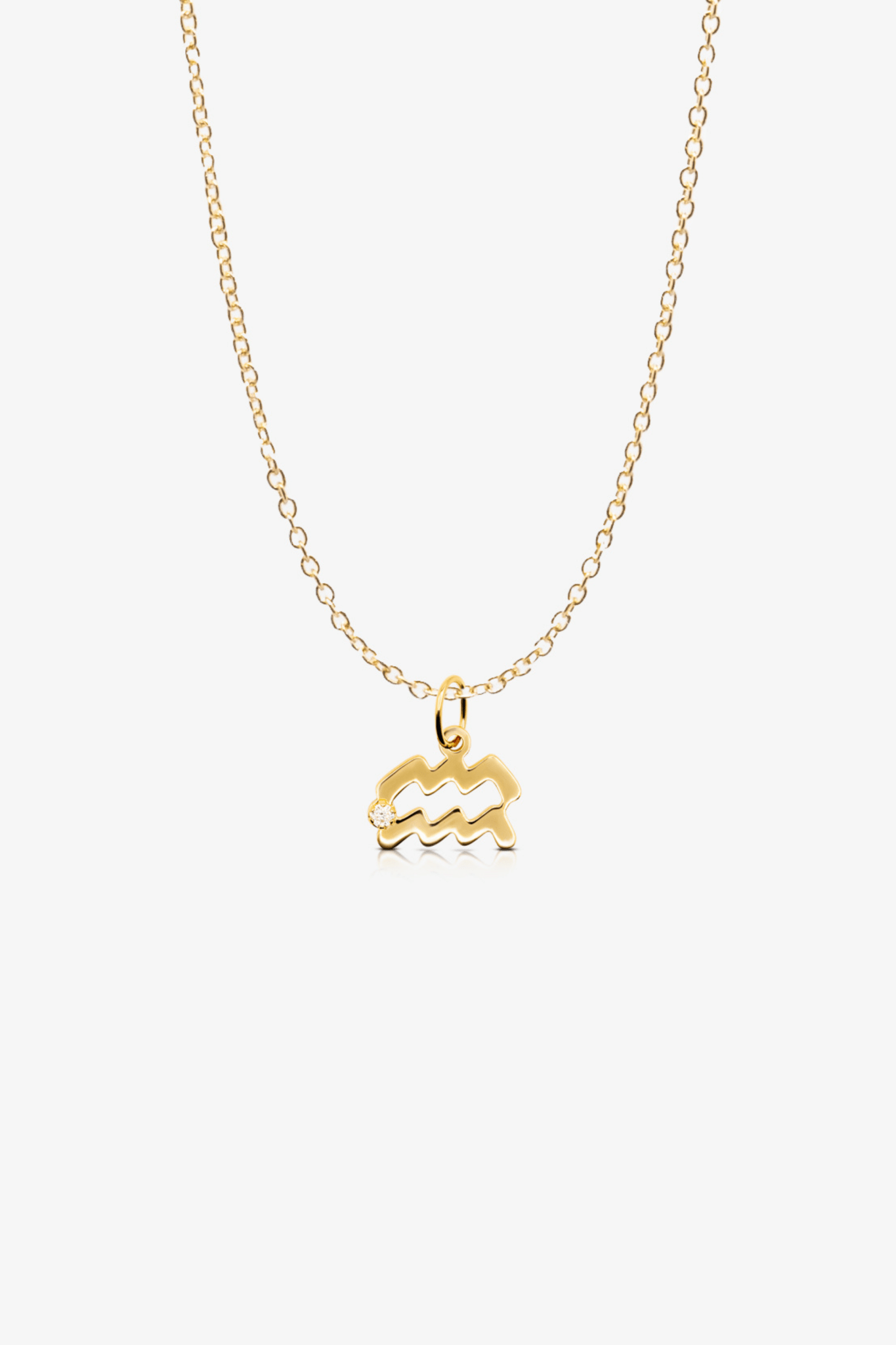 Aquarius 14k Pure Gold Necklace With Diamond