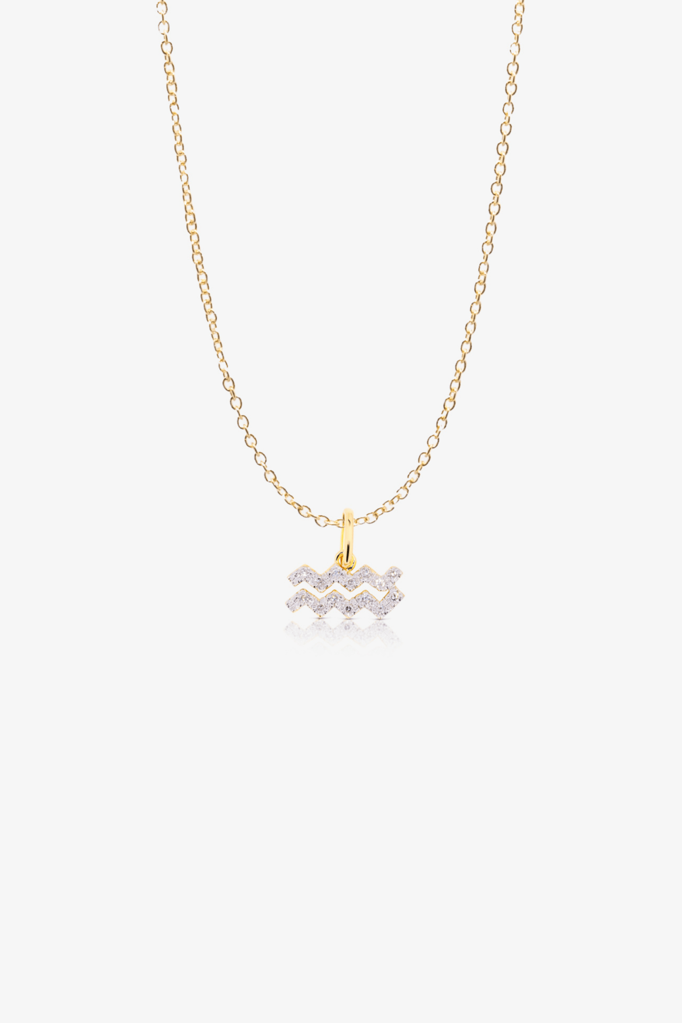 Aquarius Diamond Zodiac Pendant 14k REAL Yellow Gold