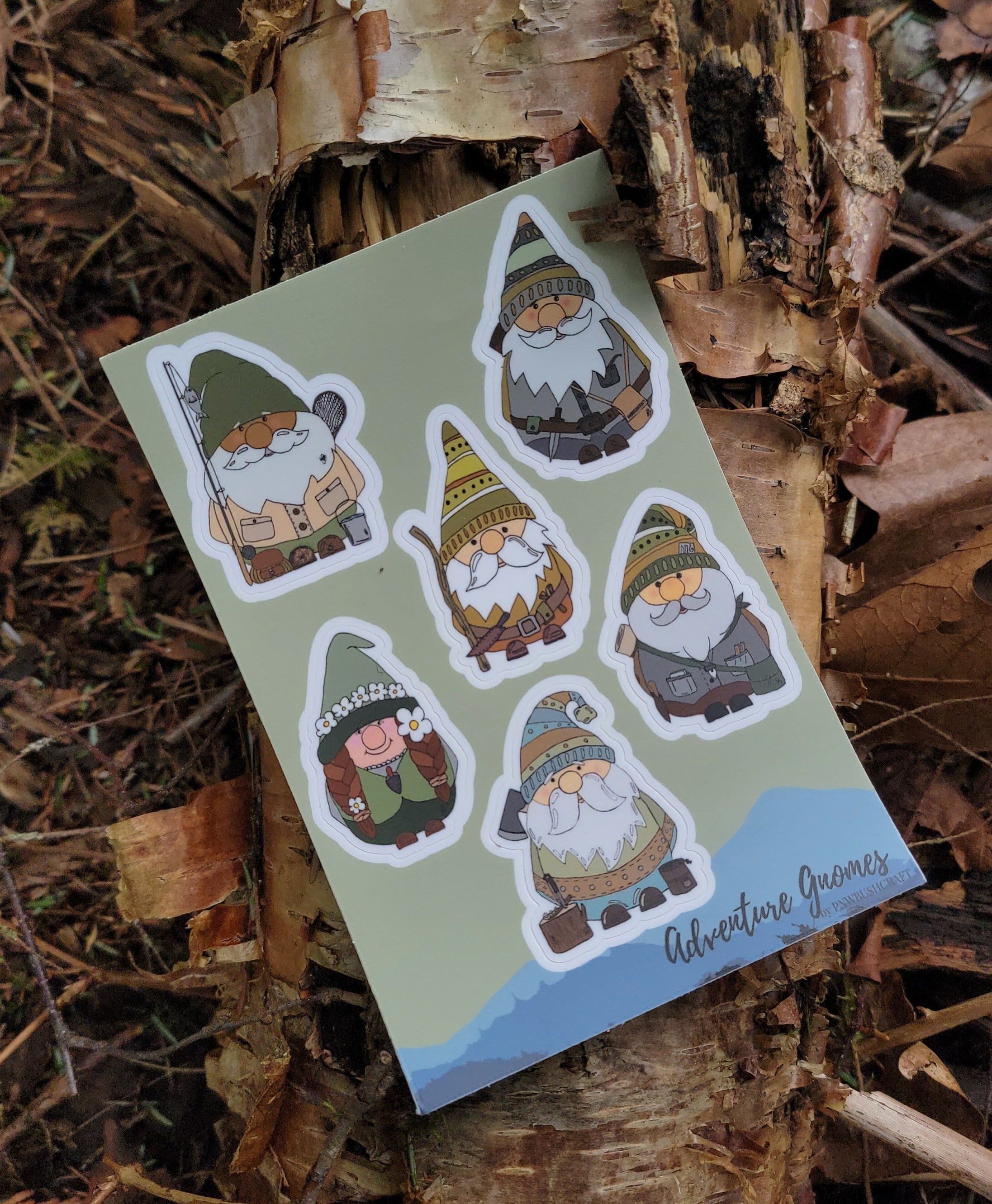 Adventure Gnomes Vinyl Sticker Sheet by PNWBUSHCRAFT