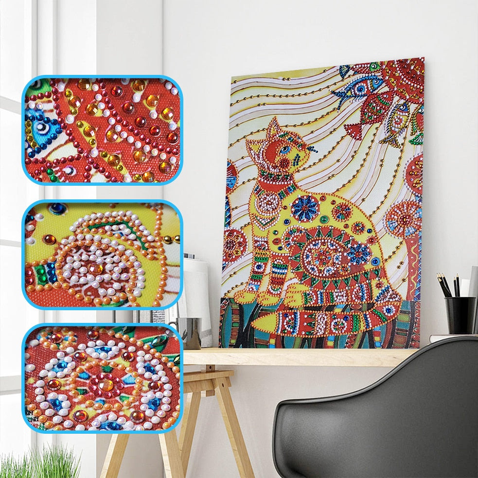 Abstract Egyptian Cat Art - Special Diamond Painting