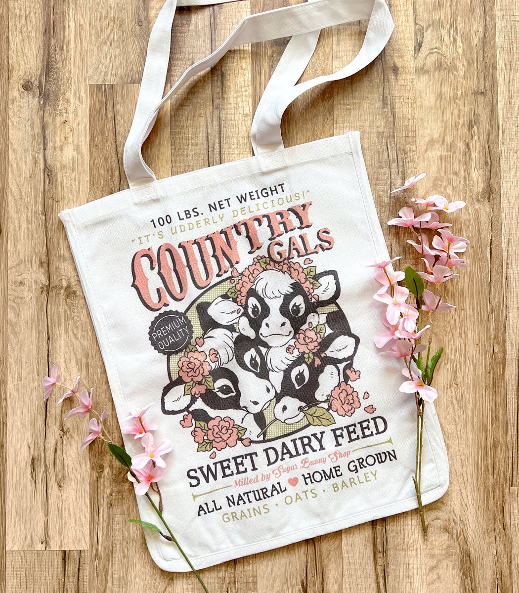 Country Gals Cows Canvas Tote Bag
