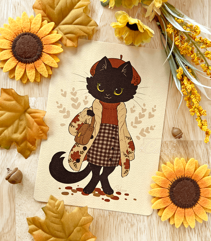 Fall Felines Audrey Textured Print
