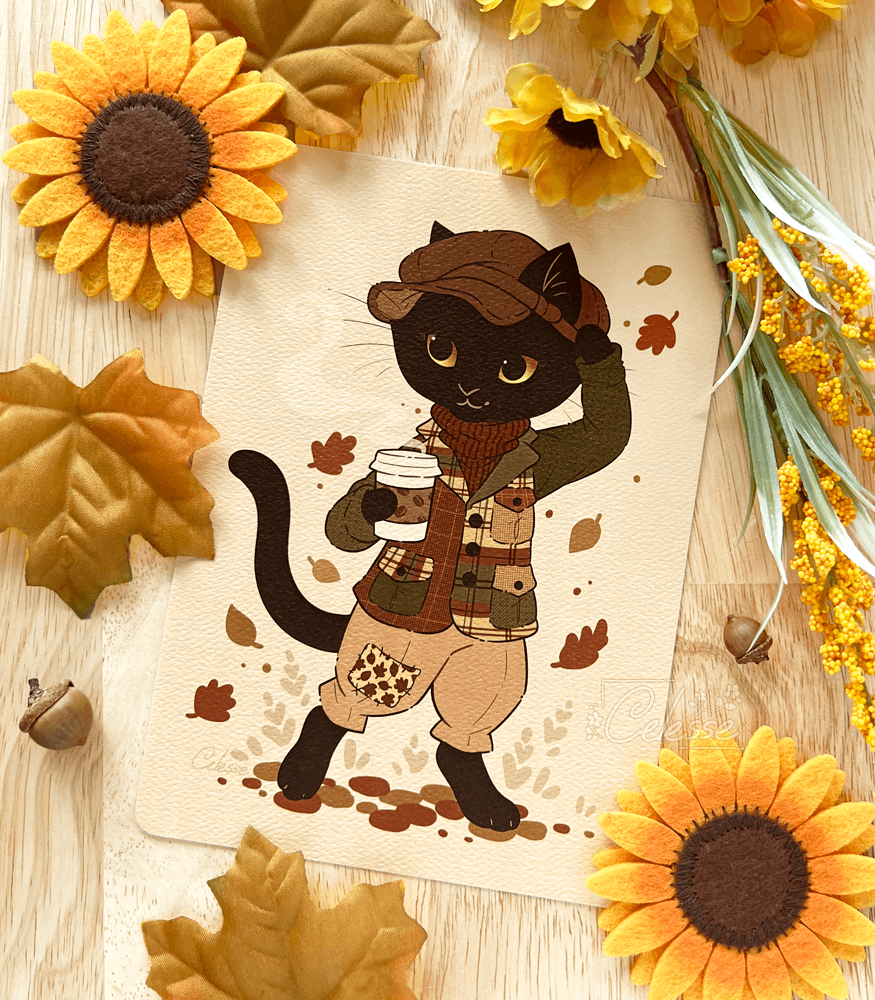 Fall Felines Bartleby Textured Print
