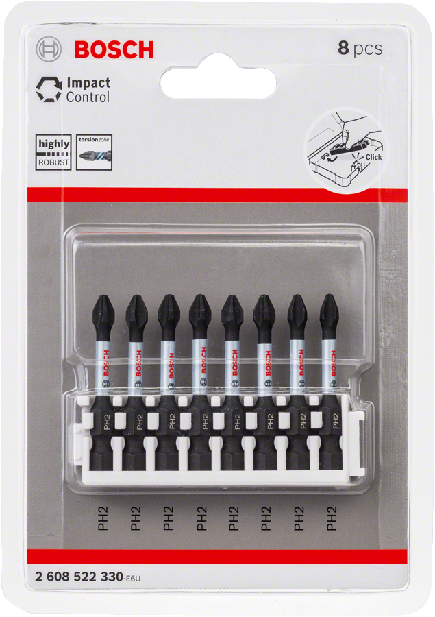 Bosch 50mm PH2 Screwdriver Bits x8 Torsion Impact Control 2608522330