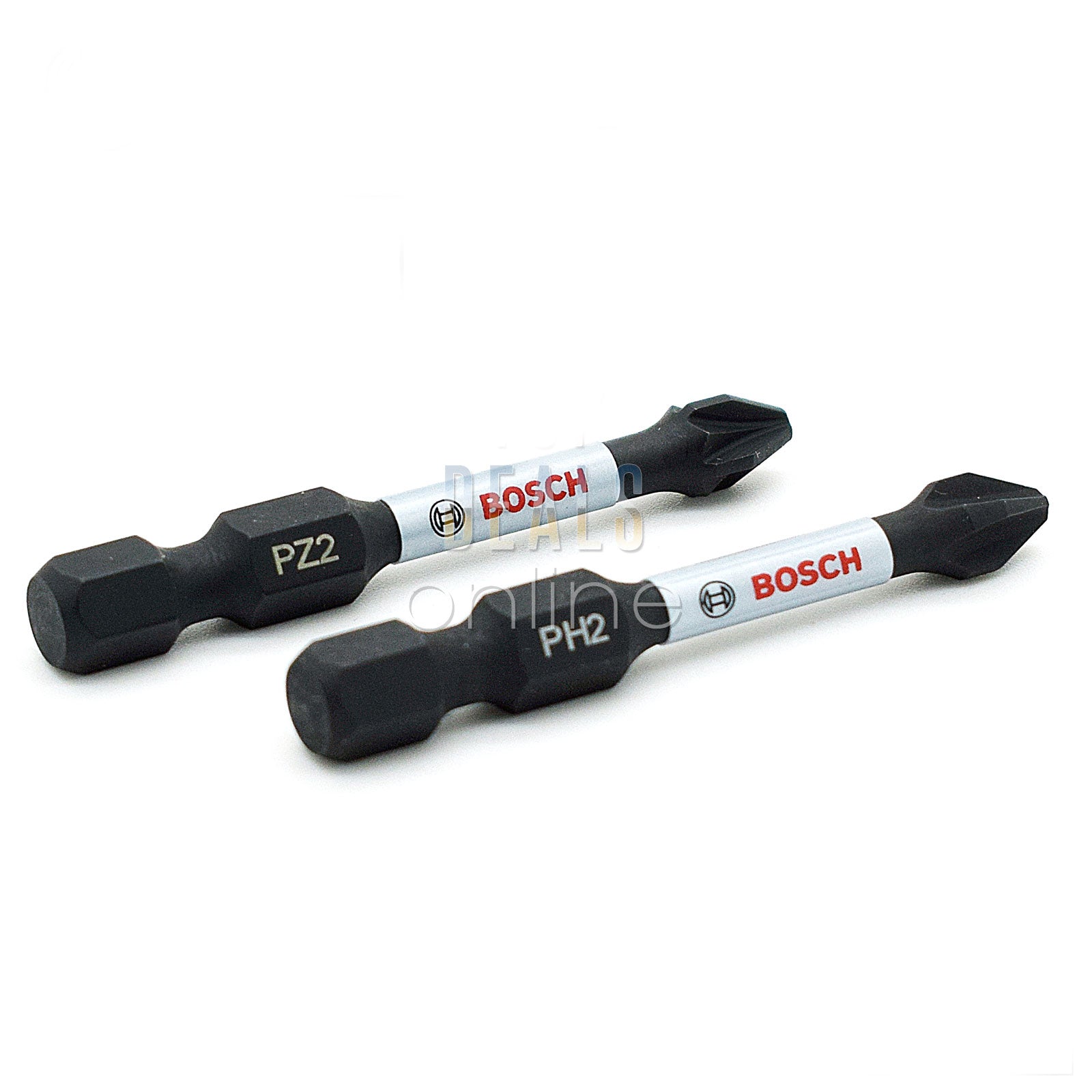 Bosch PZ2 & PH2 50mm Screwdriver Bits x2 Impact Control Torsion Bit