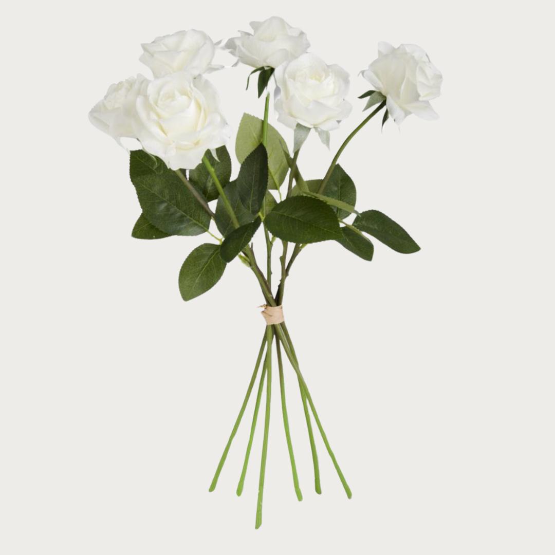 17" White True Bloom Real Touch Rose Bundle