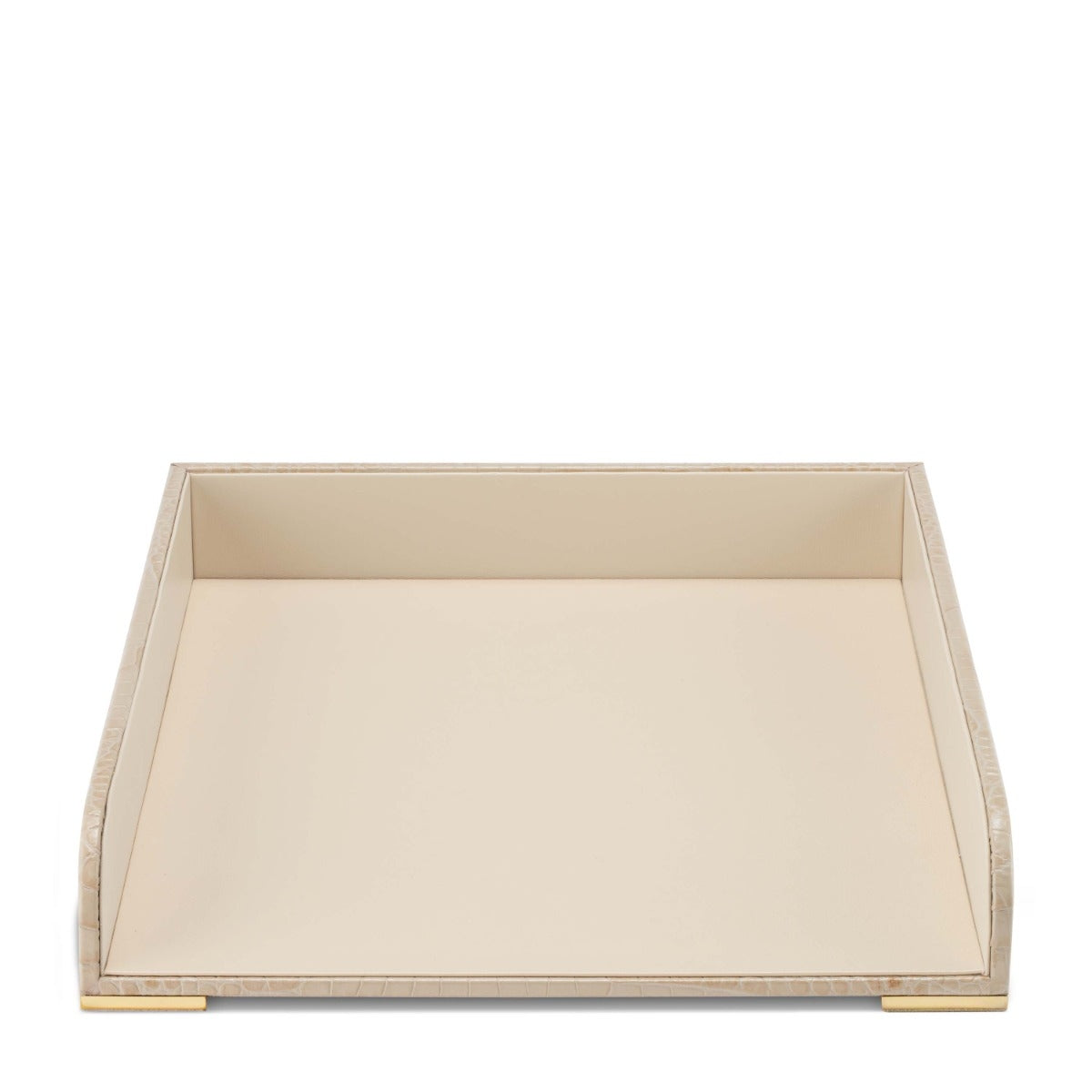 AERIN Classic Croc Leather Paper Tray, Fawn