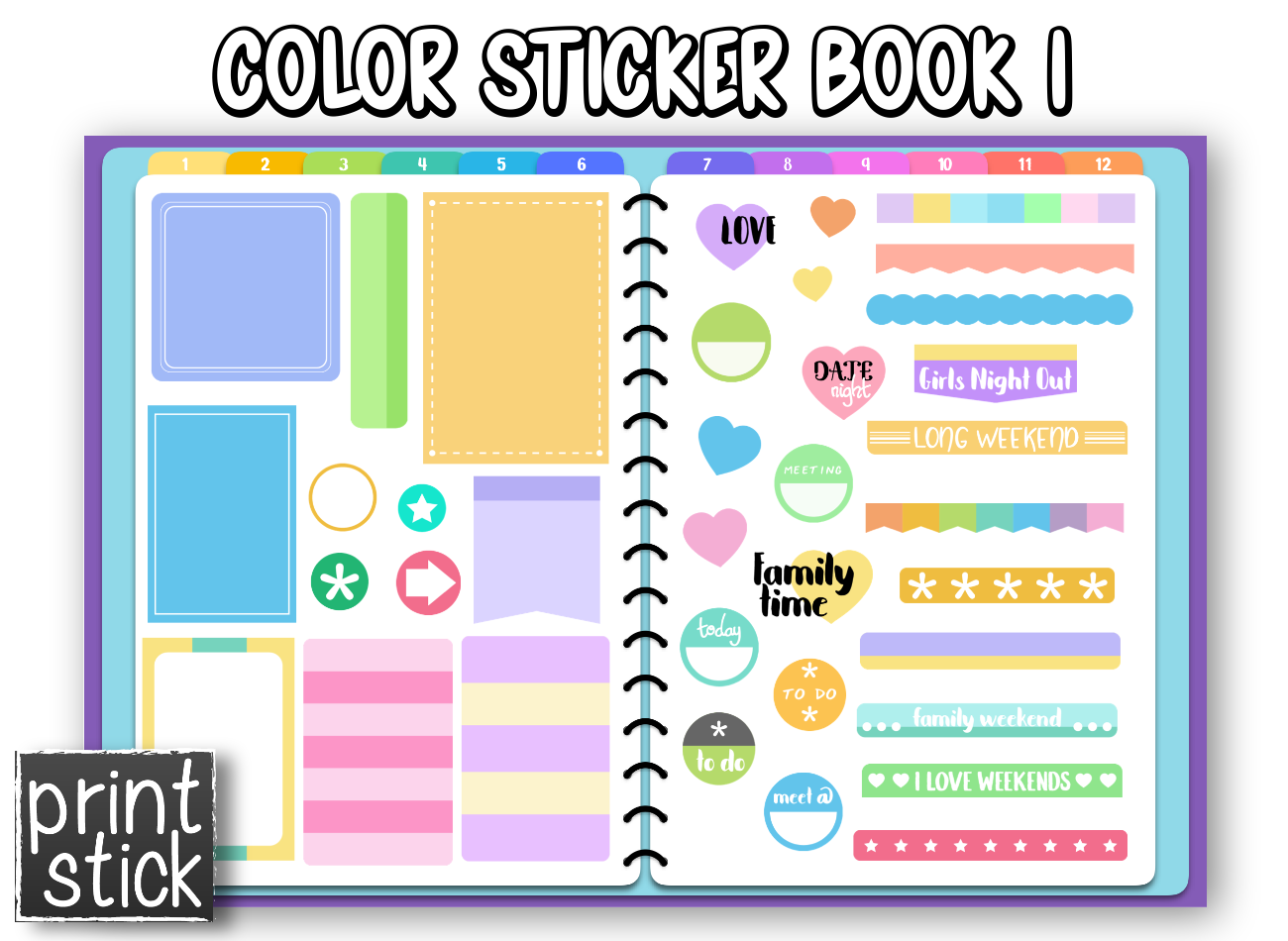 Color Sticker Book I - Digital Planner Sticker Book