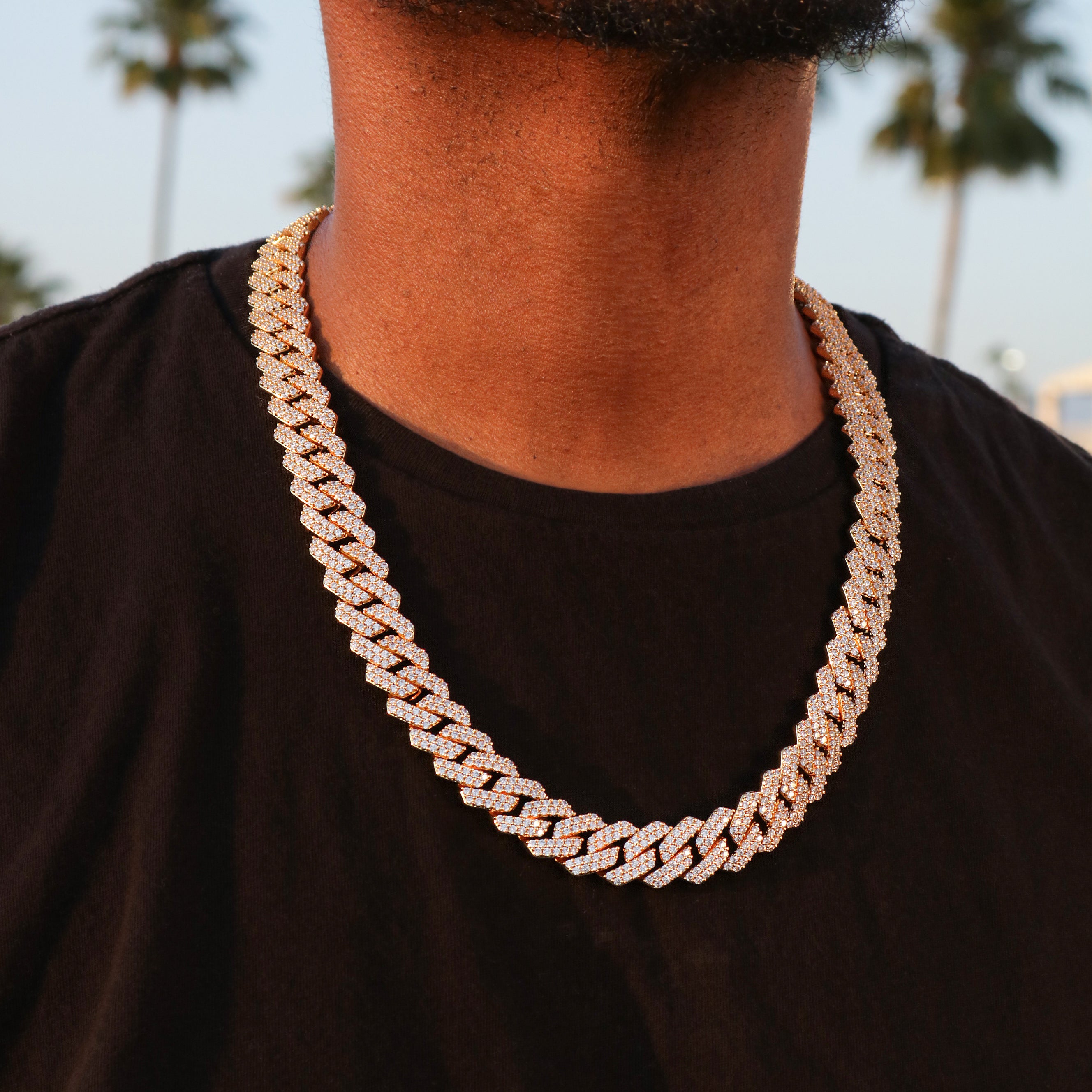 13mm Diamond Prong link Cuban chain - Gold