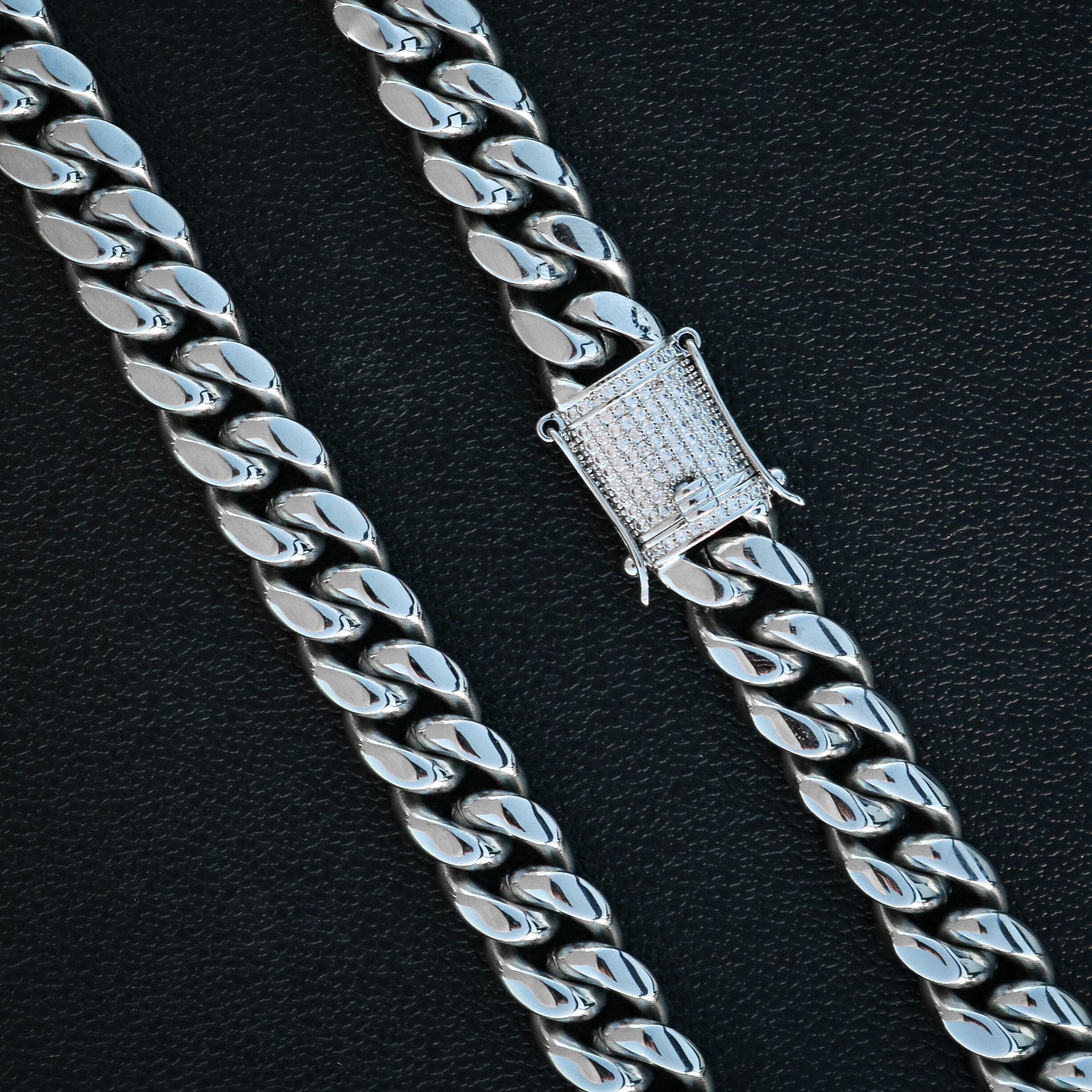 14mm Miami Cuban with the Iced Out Clasp Chain - Premium 316L Stainless