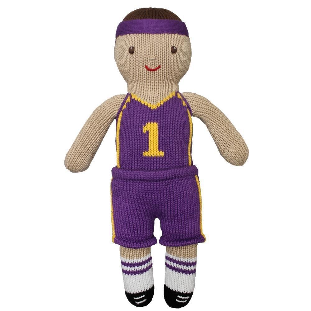 Basketball Player Knit Doll in Purple & Gold
