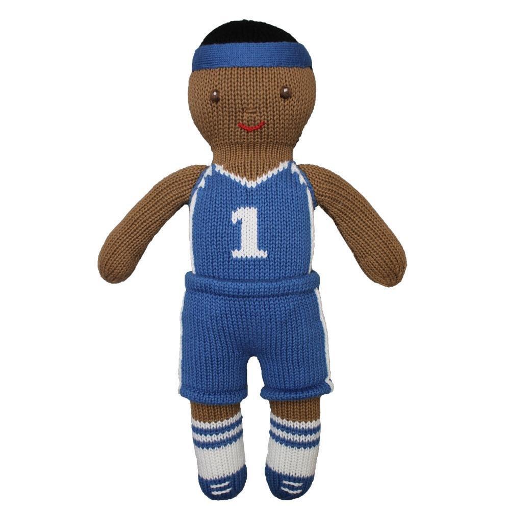 Basketball Player Knit Doll in Royal Blue & White
