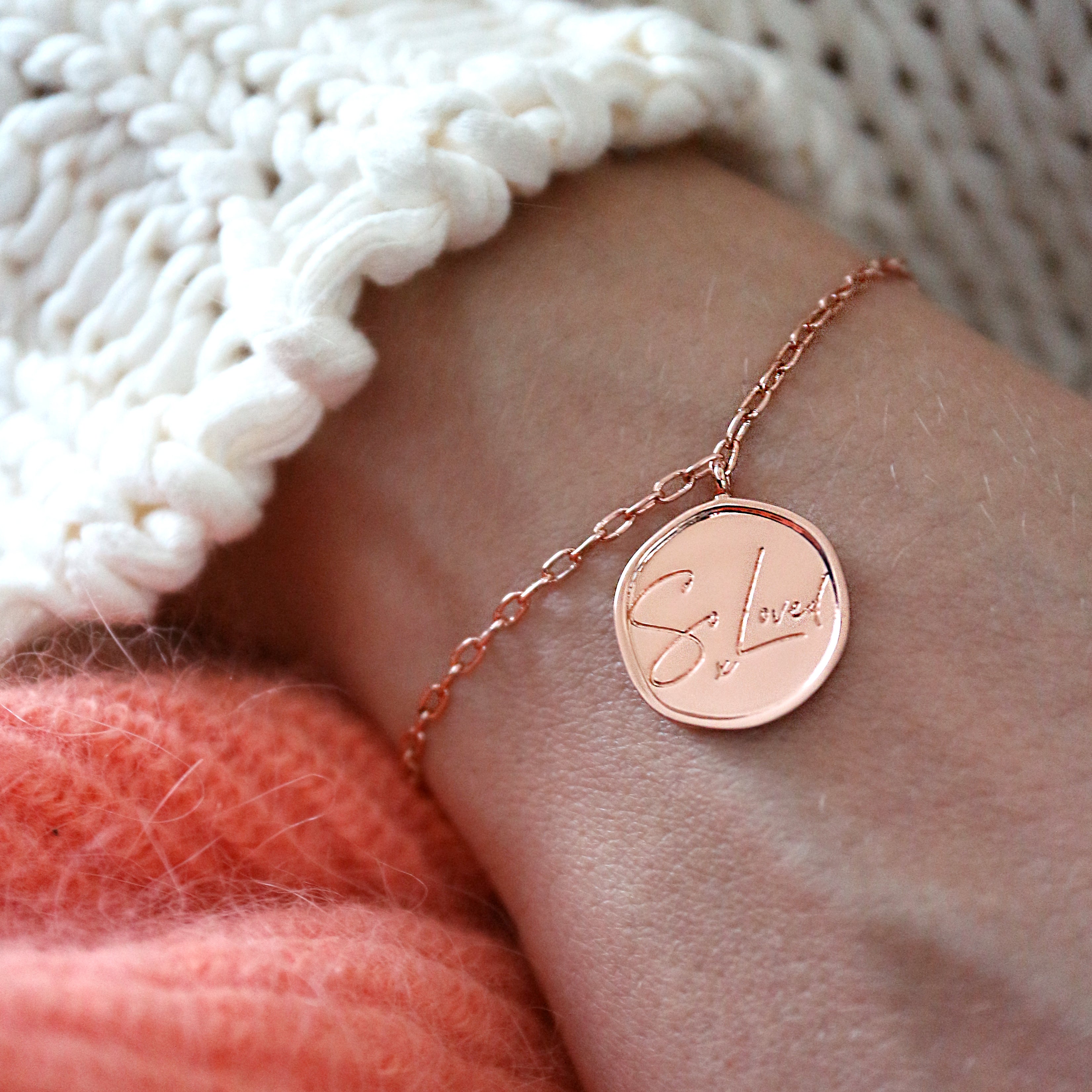 'So Loved' Engraved Coin Bracelet