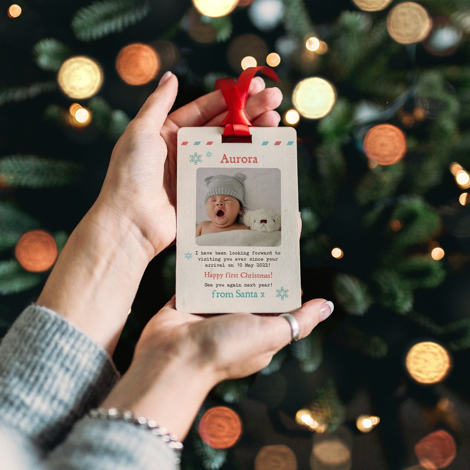 Baby's First Christmas Message From Santa Wooden Tag
