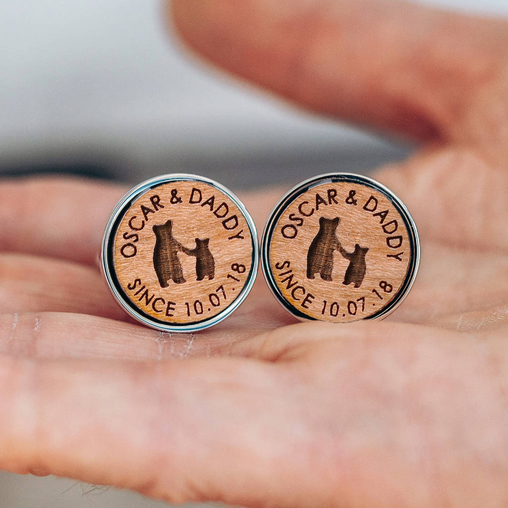 Daddy And Child Bear 'Since…' Personalised Cufflinks