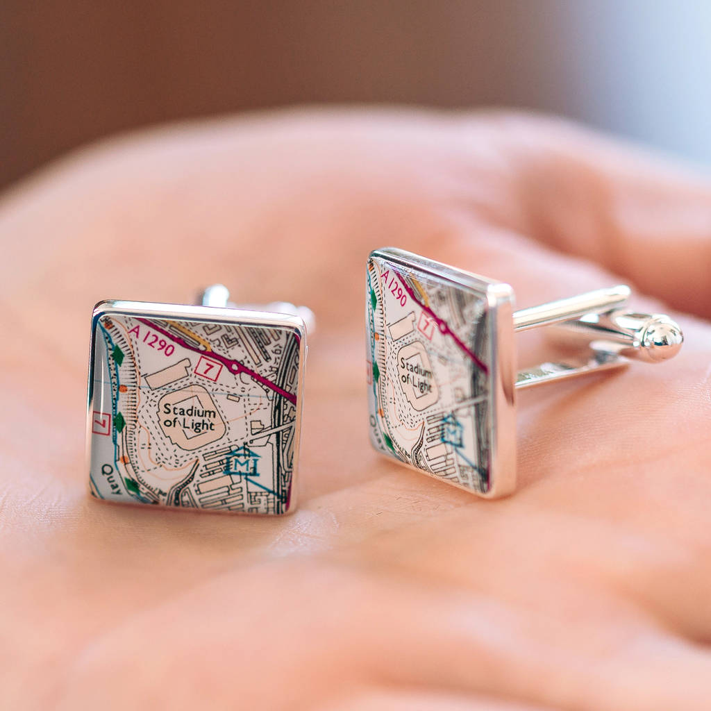 Favourite Place Football Stadium Map Cufflinks For Dad