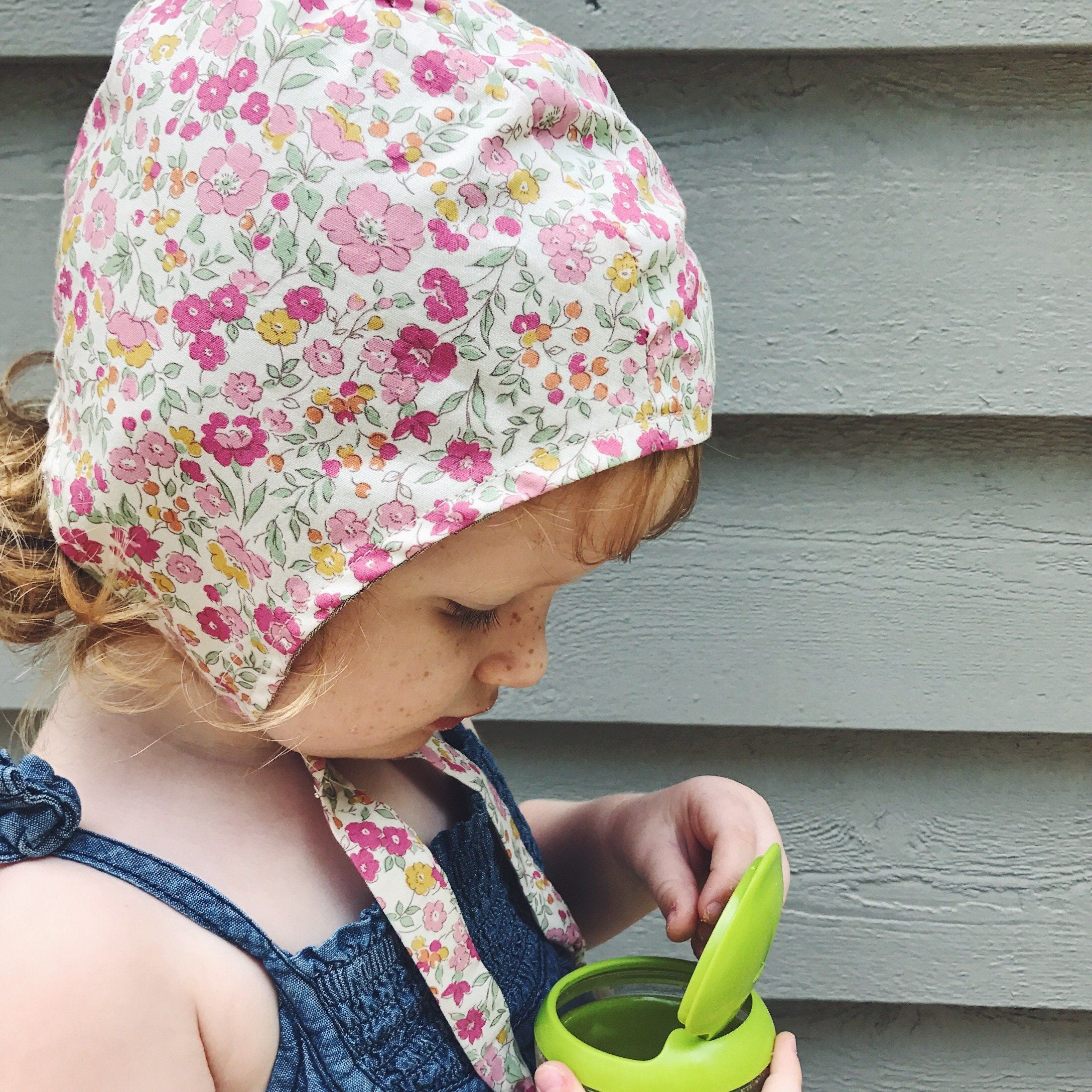 Brimless Bonnet Pink Floral