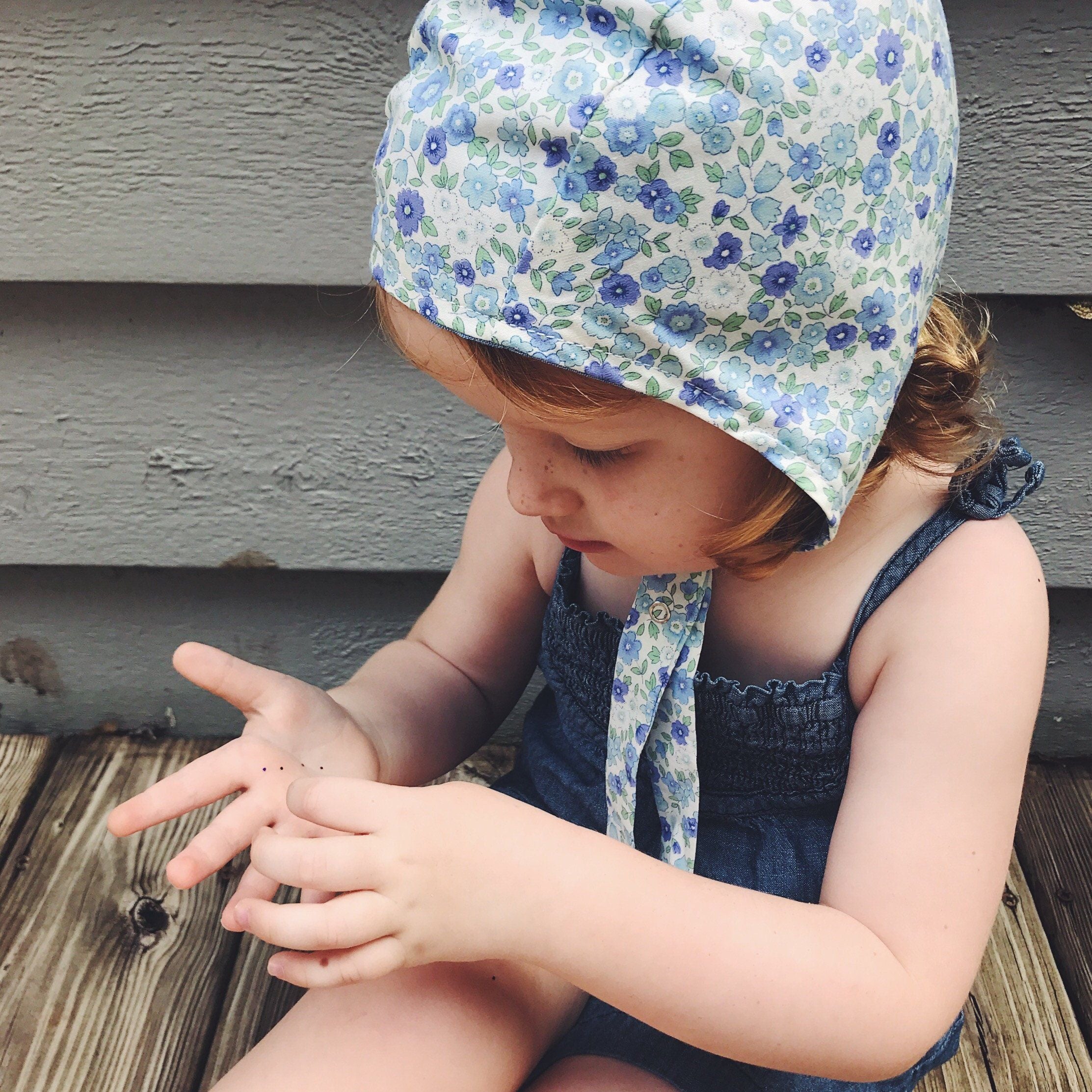 Brimless Bonnet Blue Floral