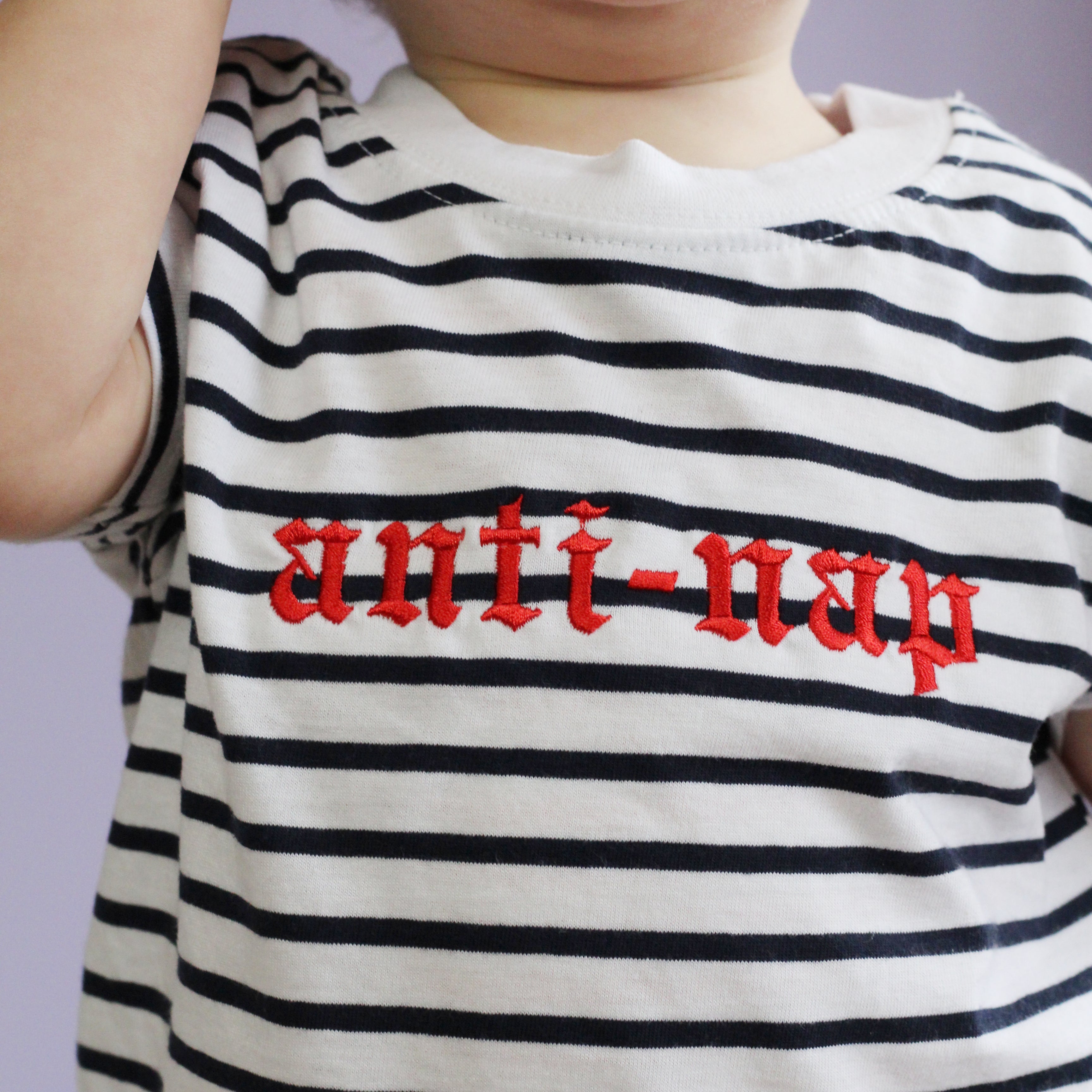 Anti-Nap Embroidered Stripe Baby/Toddler T-shirt