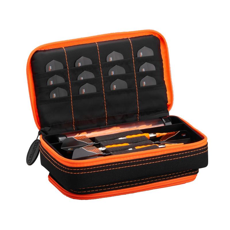 Casemaster Plazma Plus Dart Case Black with Orange Trim and Phone Pocket