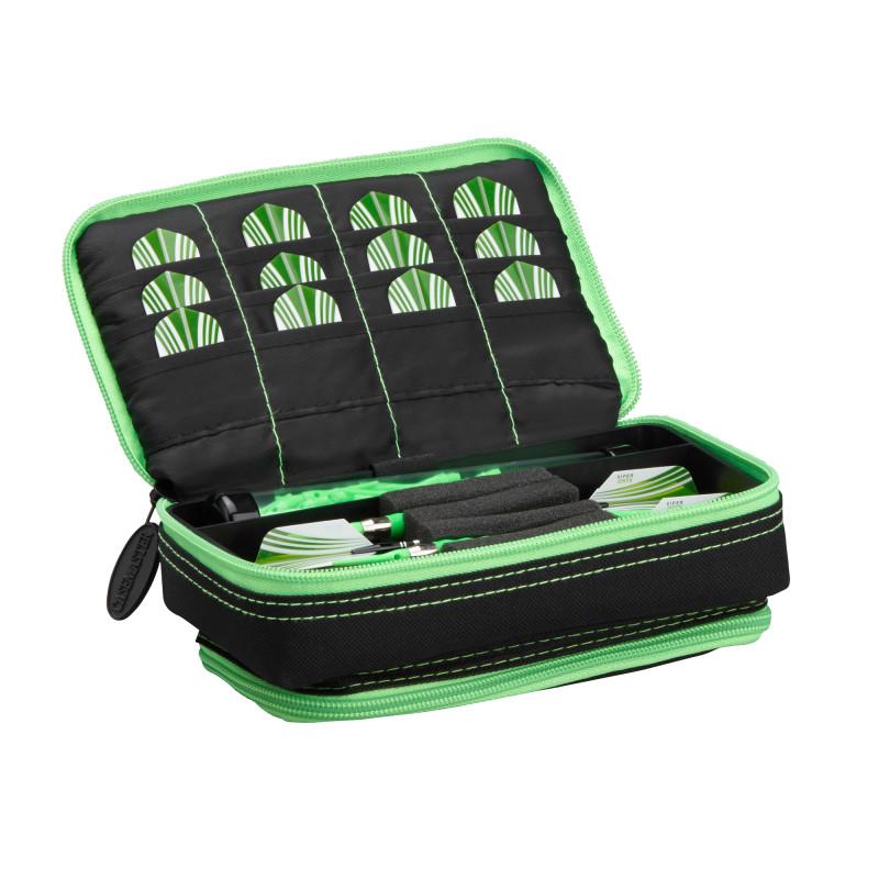Casemaster Plazma Plus Dart Case Black with Green Trim and Phone Pocket