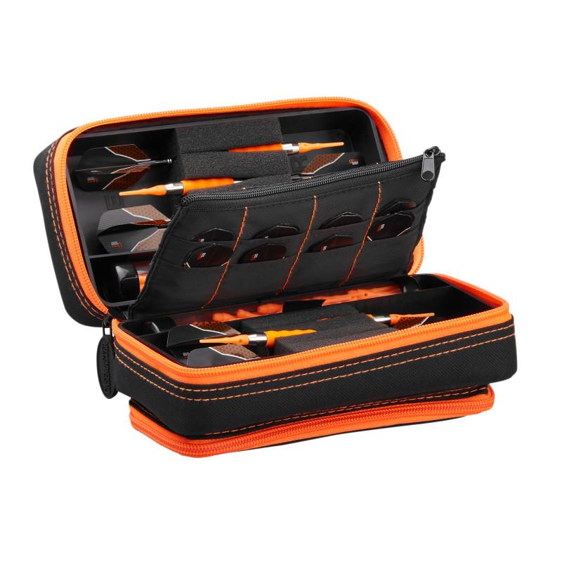 Casemaster Plazma Pro Dart Case Black with Orange Trim and Phone Pocket