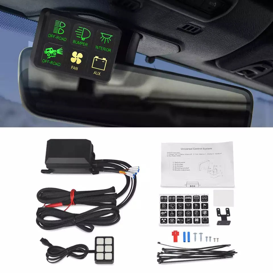 12V/24V Touch Screen Switches Panel 6 Gang LED Switch Panel Slim Touch Control Panel Box for Jeep, F-150, Bronco, Ranger.